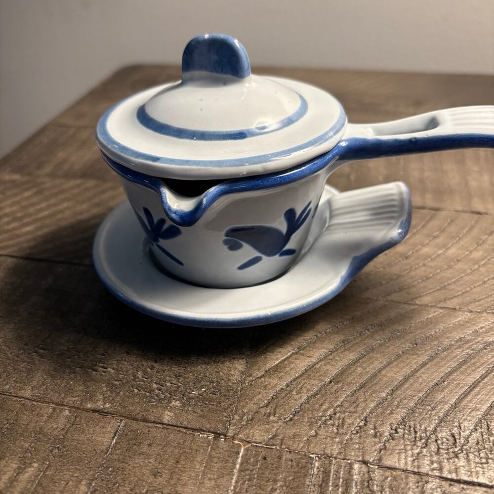 Vtg. Husqvarna Swedish Cast Iron 3 Piece Butter Melting Pot